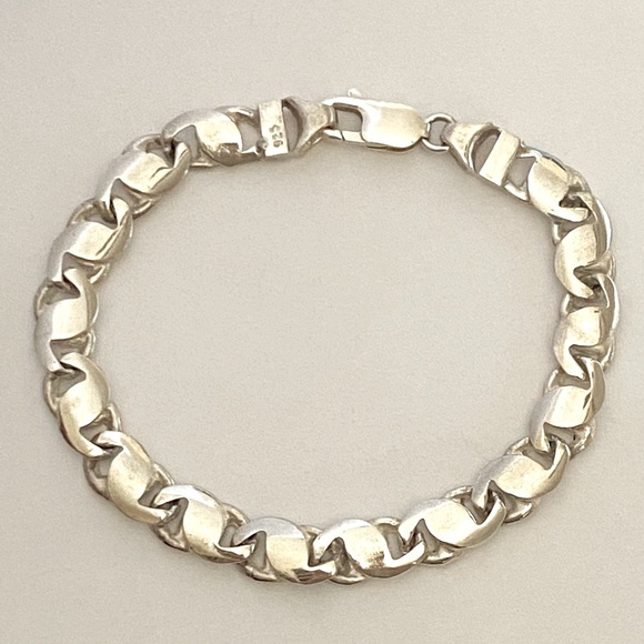 925 Silver 8mm bracelet handmade 9inch link chain